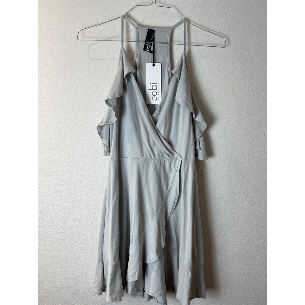 bobi los angeles, grey Draped Modal Jersey Cold Shoulder Dress, s, nwt - Picture 1 of 4
